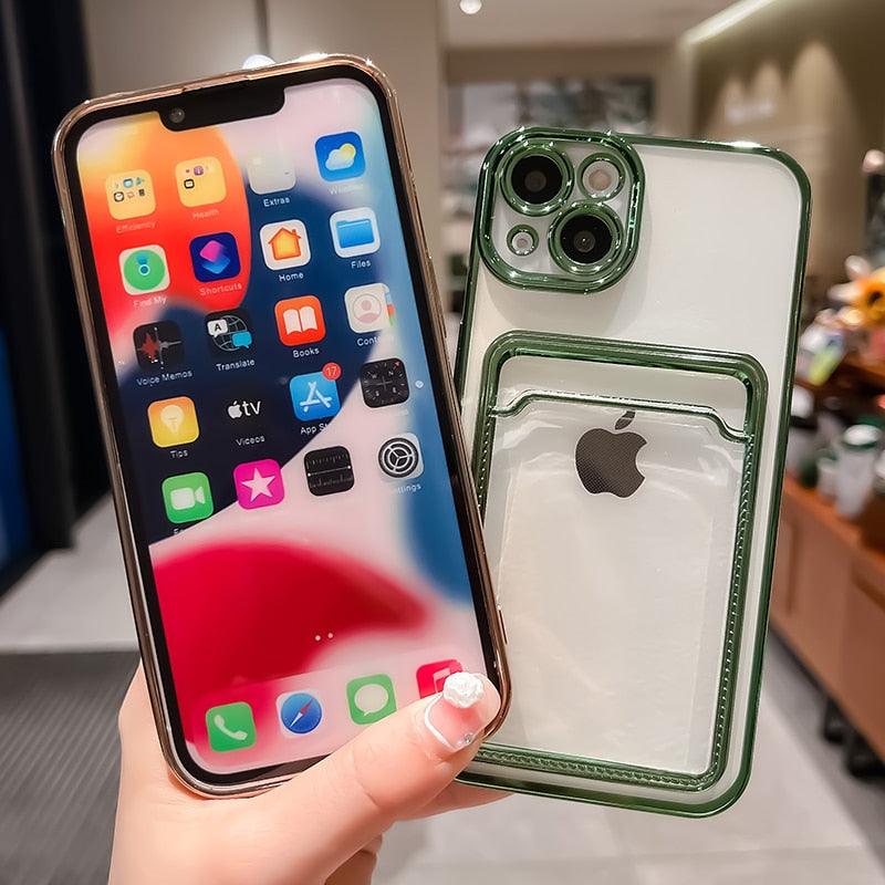 Coque de portefeuille transparente pour iPhone