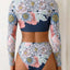 Vintage Floral Long Sleeve Bikini Set