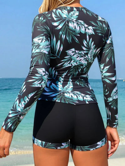 Ensemble de maillot de bain à manches longues avec fermeture éclair