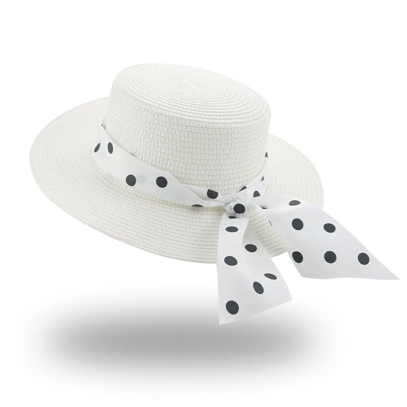 Sombrero de Paja Elegante para Mujeres en Verano con Lazo