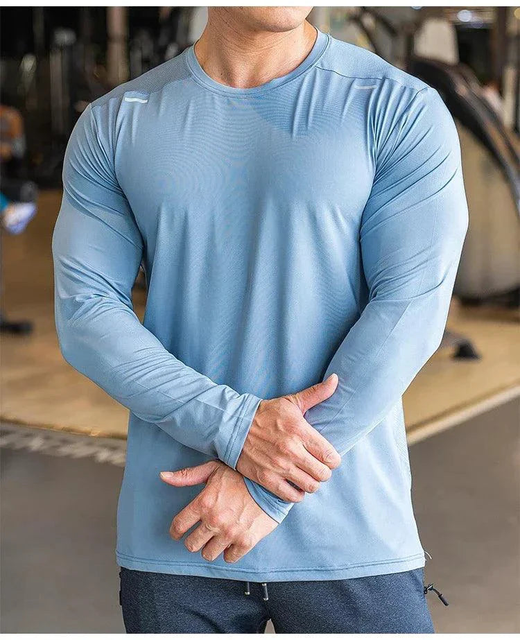 Camisa de Entrenamiento de Manga Larga de Secado Rápido para Hombres