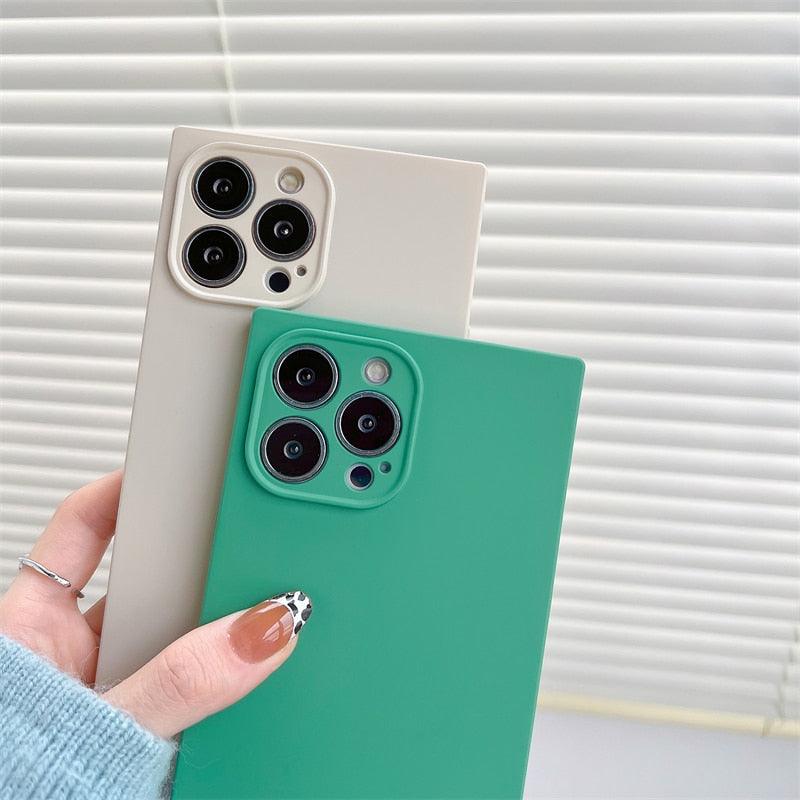 Fashion Candy Color Square Soft Silicone Phone Case for iPhone