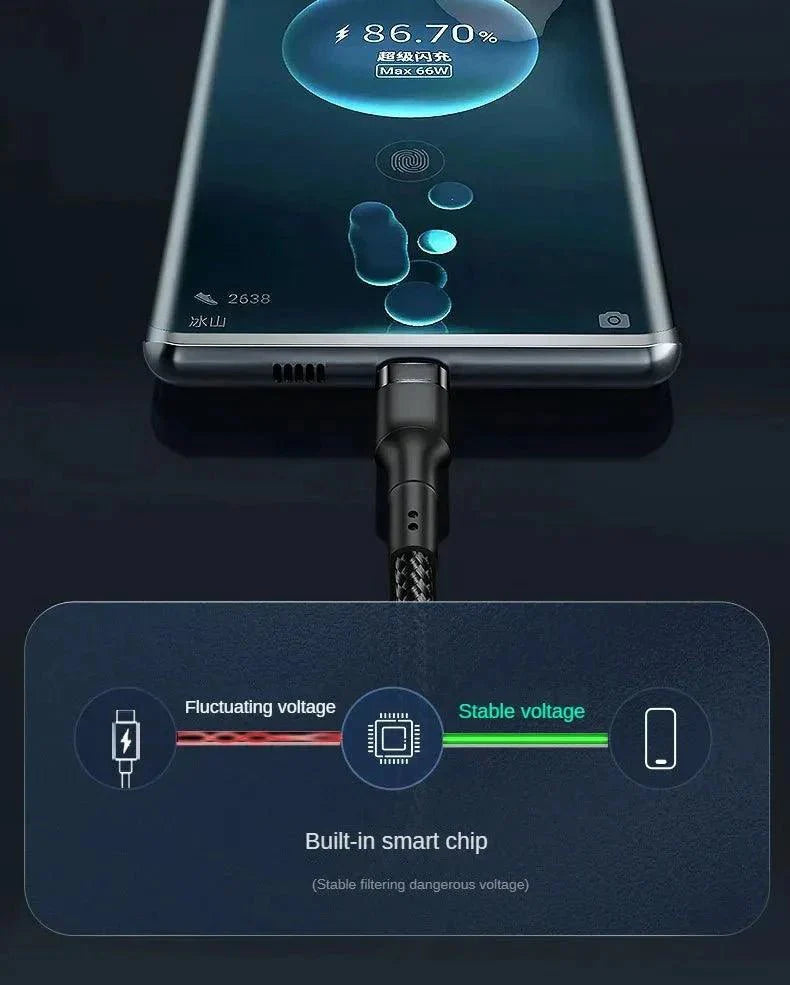 PD 120W Super Charging USB Type-C Cable for Fast Charging