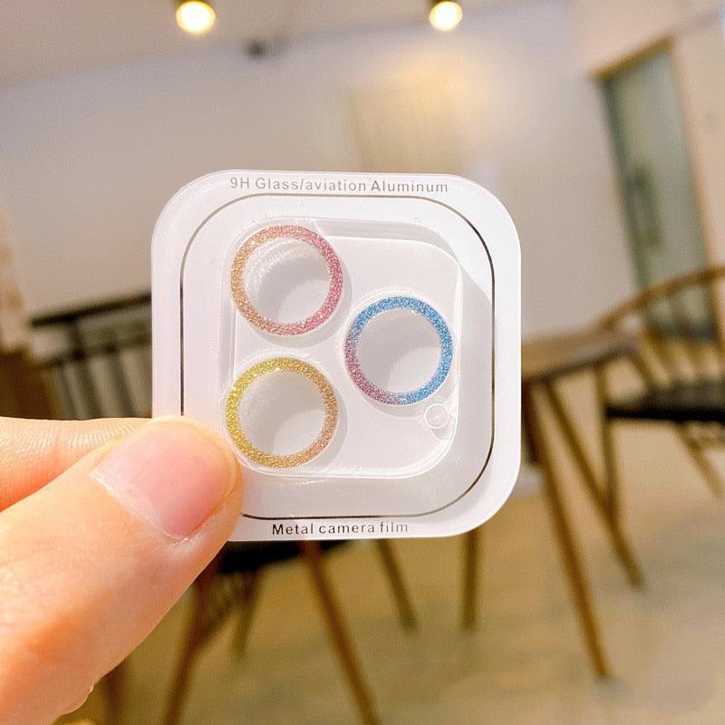 Verre de protection scintillant pour caméra pour iPhone 14/13/12