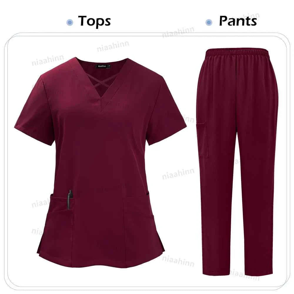 Premium Spandex Scrub Uniform Set - Top & Pants