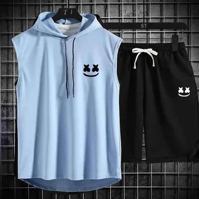 Conjunto de chándal con capucha casual para hombres de verano