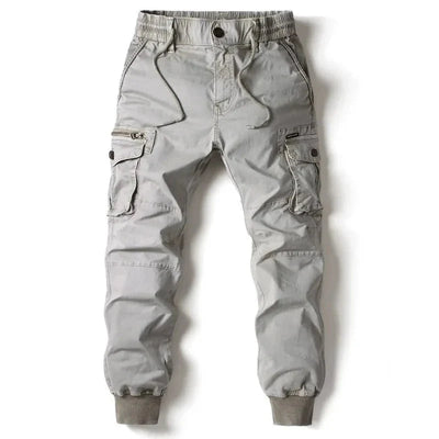 Mandotos Men's Tactical Cargo Pants - Gray Cotton Full Length