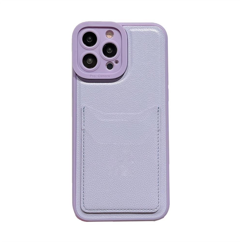 Funda de Cartera de Silicona Cuadrada de Cuero de Lujo para iPhone