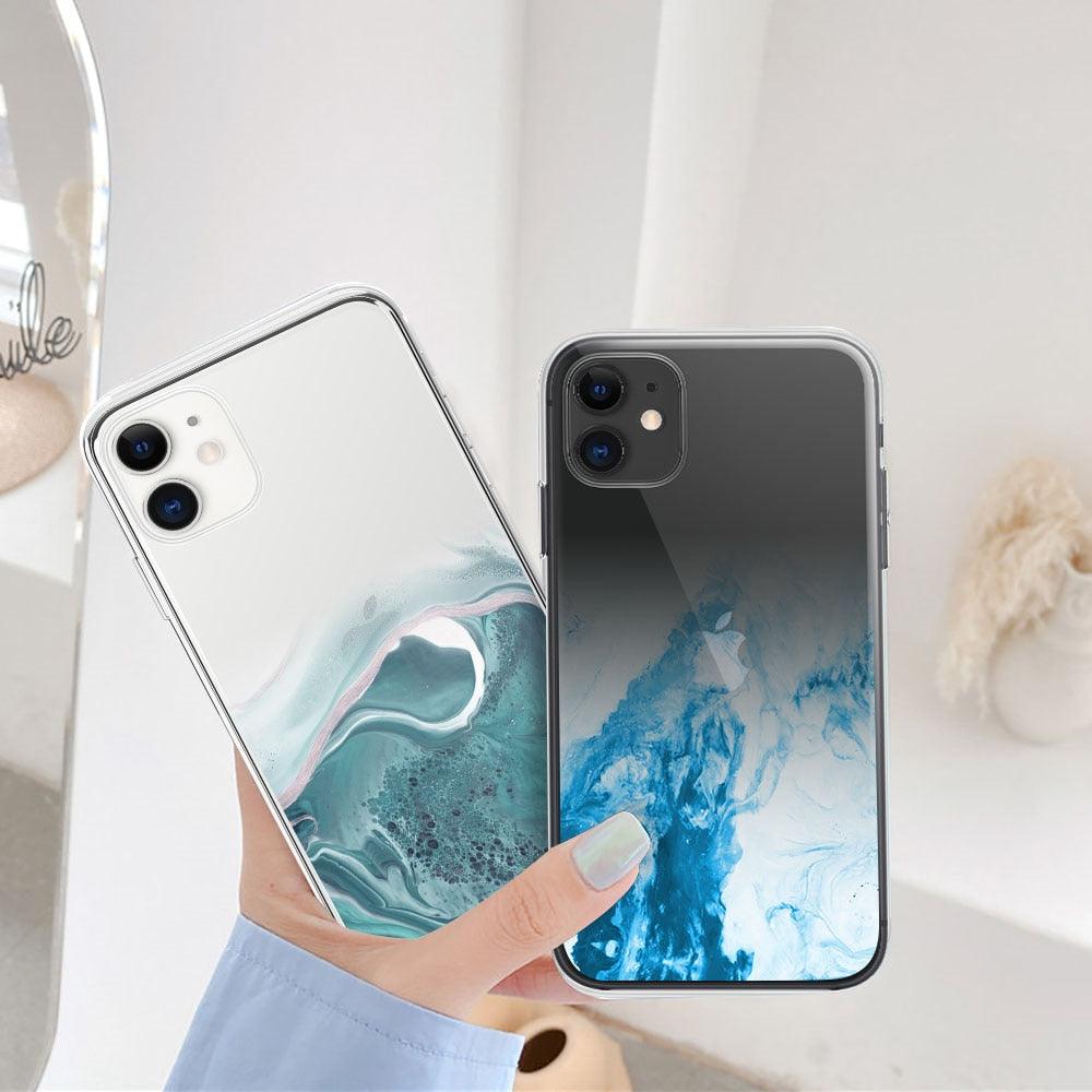 Funda Transparente de Mármol de Lujo para iPhone