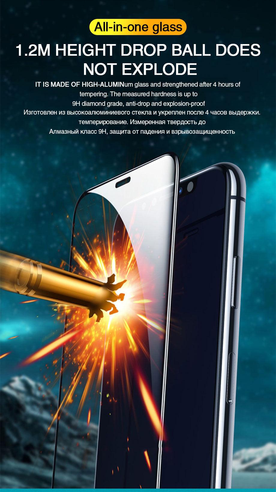 Protecteur d'écran en verre trempé 9D Full Cover pour iPhone