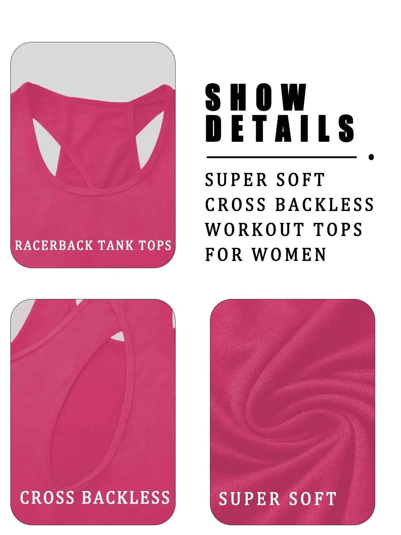 Camisetas de Yoga Racerback Sin Espalda Cruzada Súper Suaves