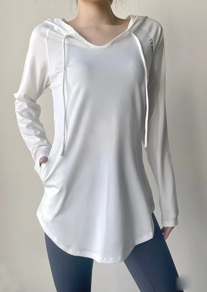 Camiseta con capucha para yoga y running AirFlow para mujer