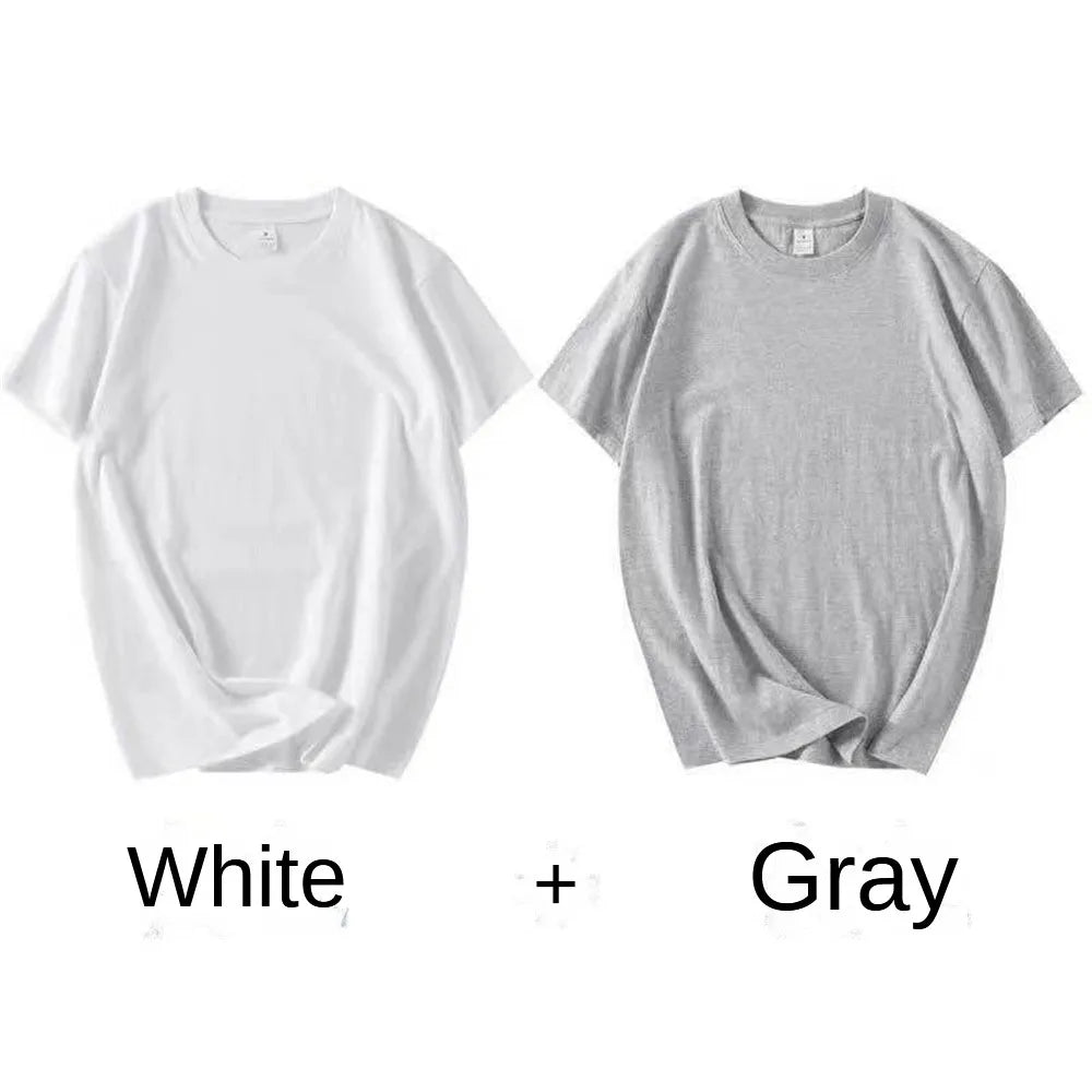 Paquete de 2 camisetas de algodón blancas unisex de corte holgado