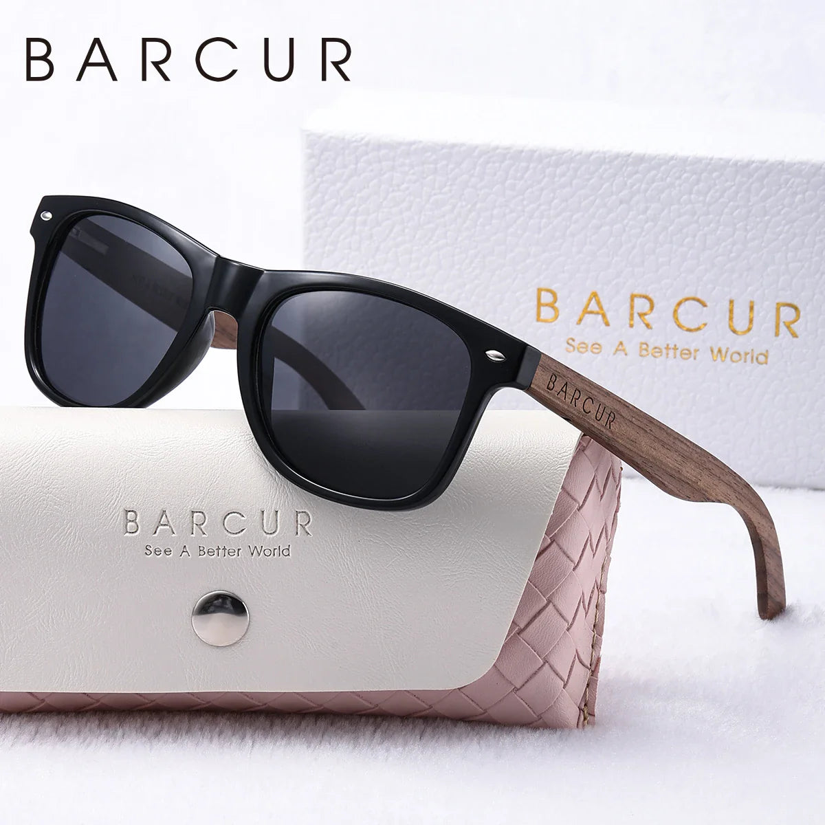 Gafas de sol polarizadas de madera natural para mujer BARCUR