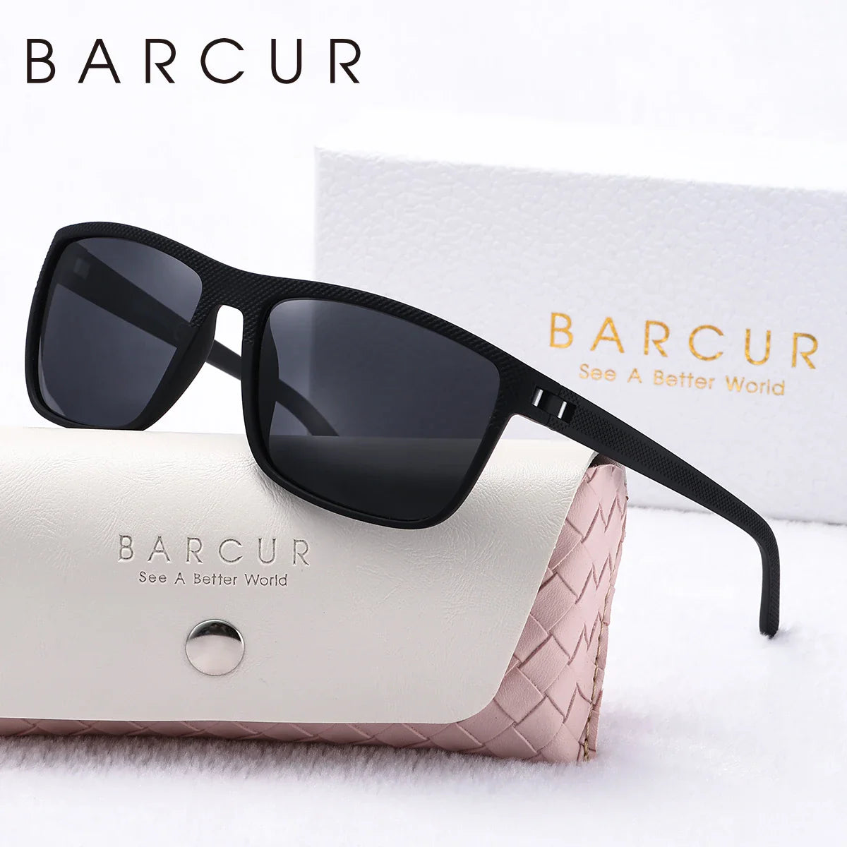 Lunettes de soleil polarisées blanches et roses tendance BARCUR pour femmes