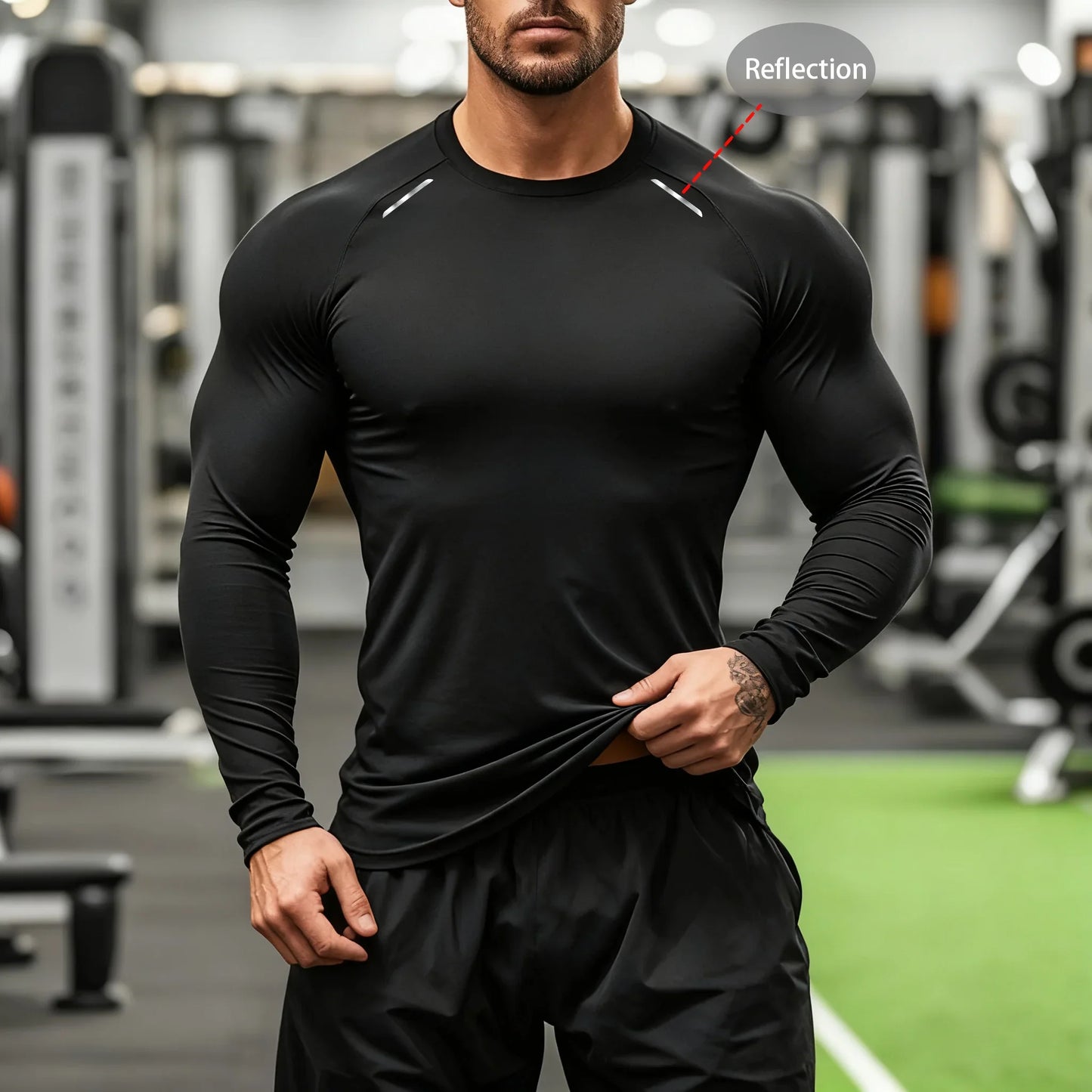 Camisa de Gimnasio de Manga Larga de Compresión para Hombre