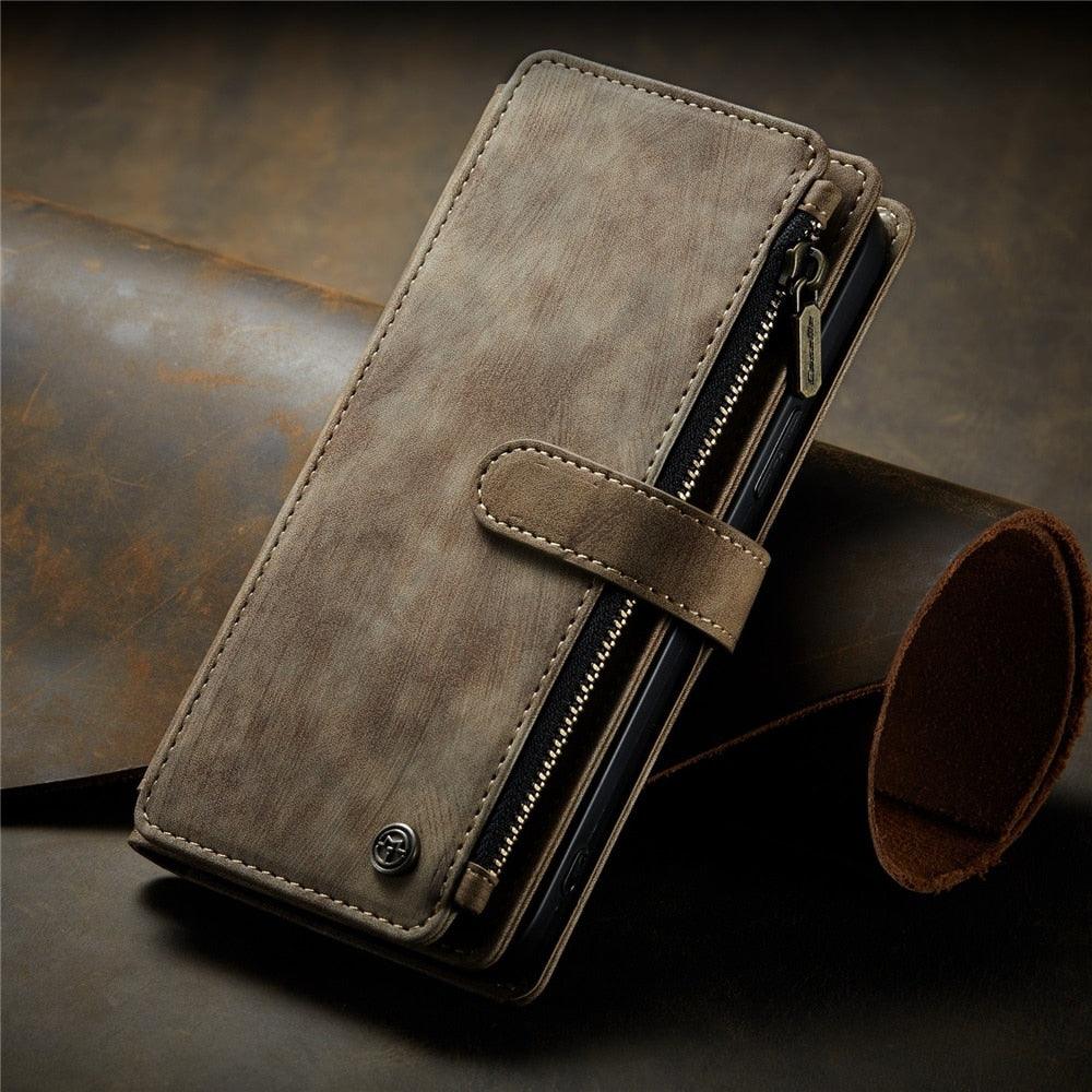 Vintage Leather Wallet Case for iPhone 11-14 Pro Max Mini
