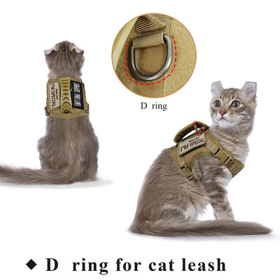 Tactical Cat Harness with Customizable Patches