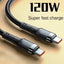 PD 120W Super Charging USB Type-C Cable for Fast Charging