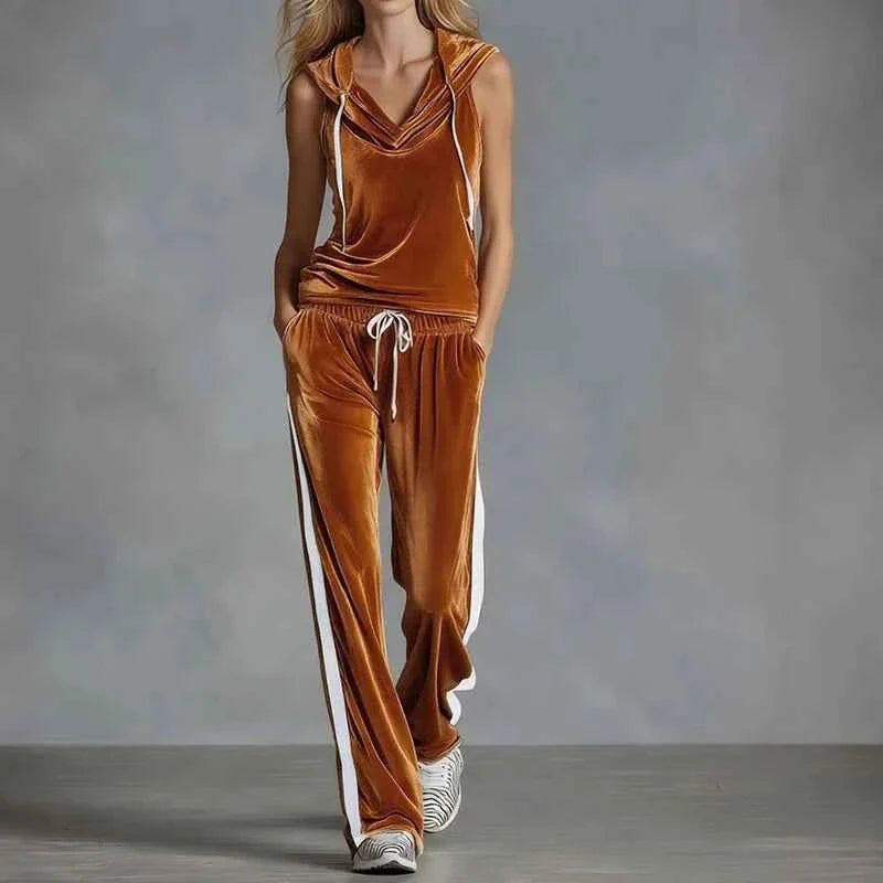 Conjunto de chándal de terciopelo para mujer casual de verano