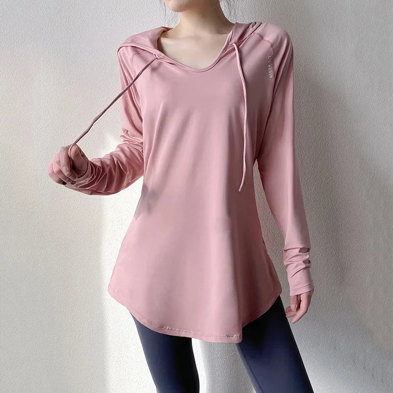 Camiseta con capucha para yoga y running AirFlow para mujer