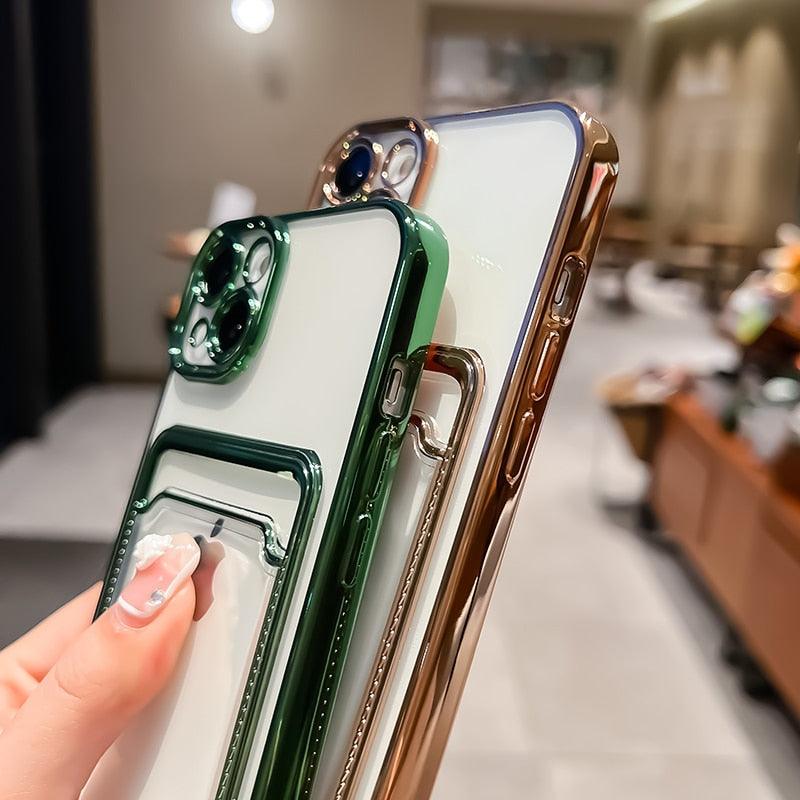 Coque de portefeuille transparente pour iPhone