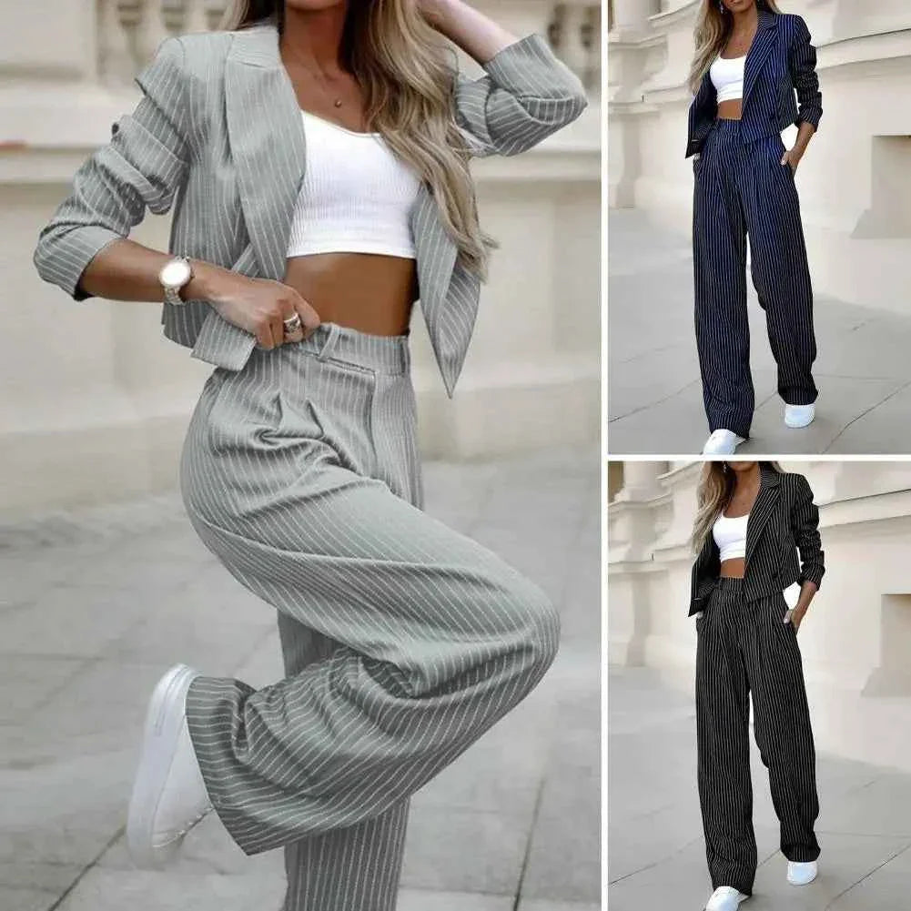 Costume de blazer et pantalon large 2 pièces pour femmes