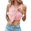 Summer Ribbed Tank Top with Built-In Bra Pads