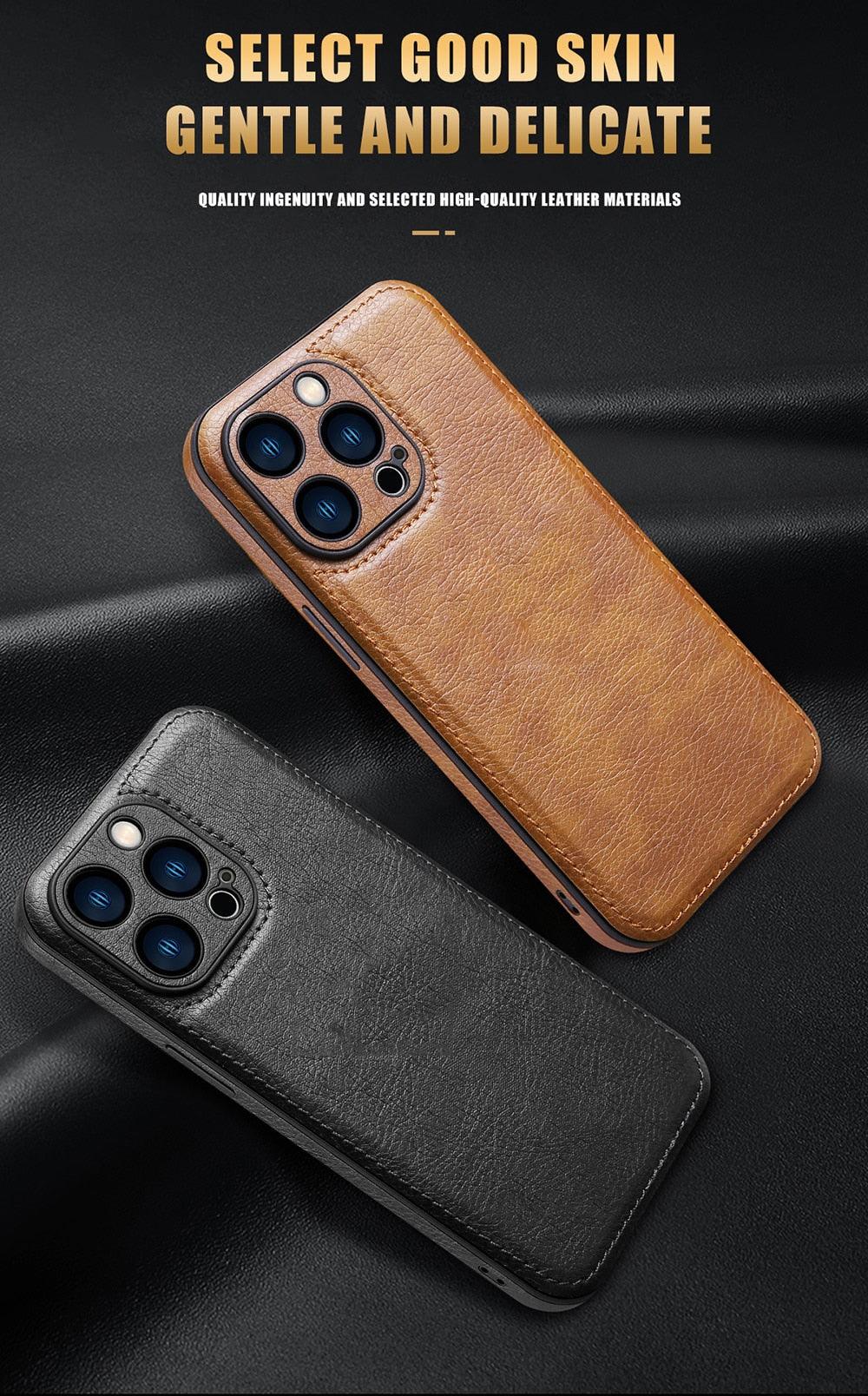 Coque de téléphone en cuir PU de luxe pour modèles d'iPhone