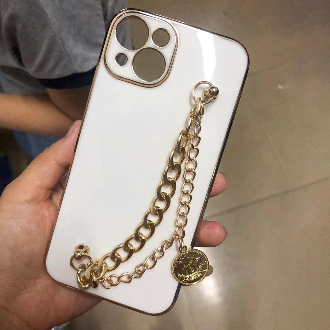Luxury Gold Metal Coin Bracelet Case for iPhone