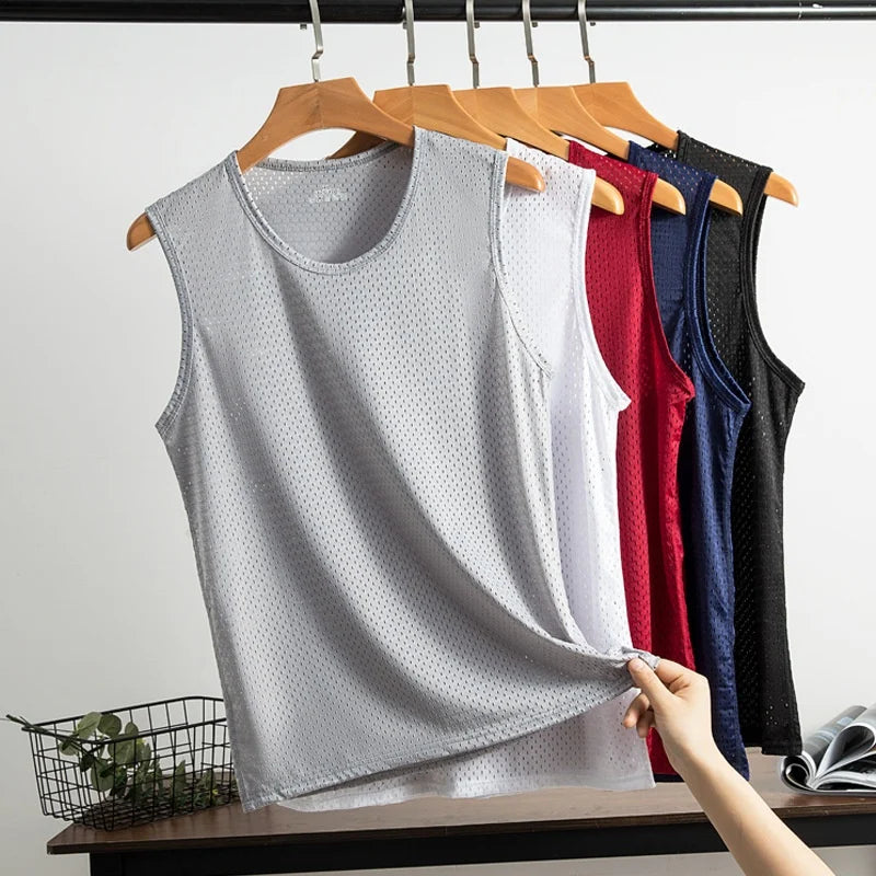 Camiseta sin mangas de seda helada para hombres para una comodidad máxima