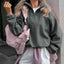Sudadera con cremallera de forro polar de cordero CozyPink para mujer