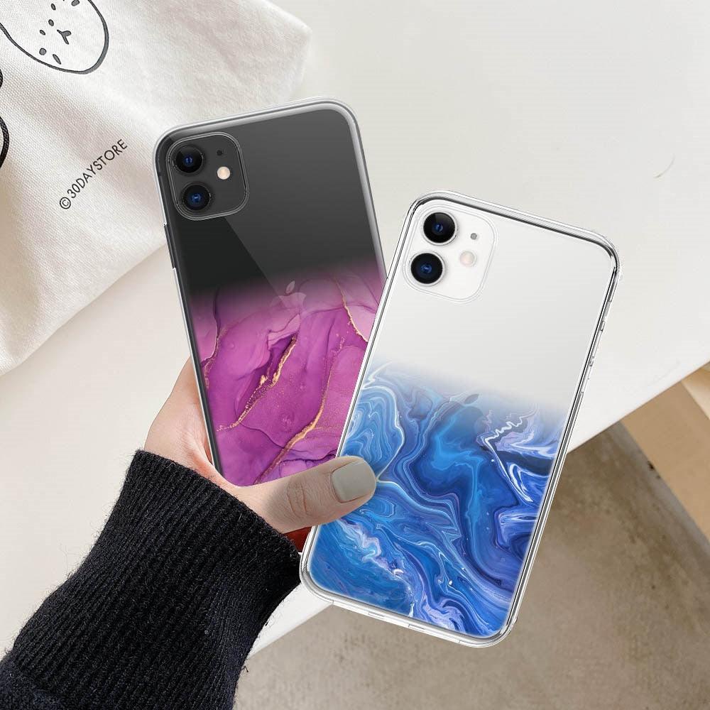 Funda Transparente de Mármol de Lujo para iPhone