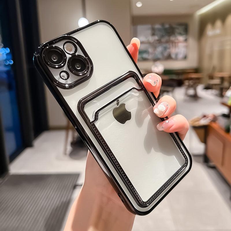 Coque de portefeuille transparente pour iPhone