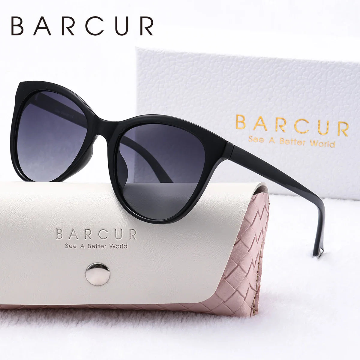 Lunettes de soleil transparentes en forme de chat pour femmes BARCUR - Polarisées UV400