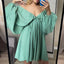 Mandotos Deep V Neck Retro Pleated Dress - Pink, Large Size