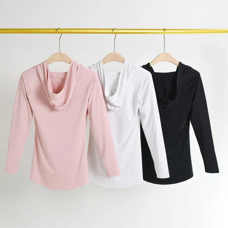 Camiseta con capucha para yoga y running AirFlow para mujer