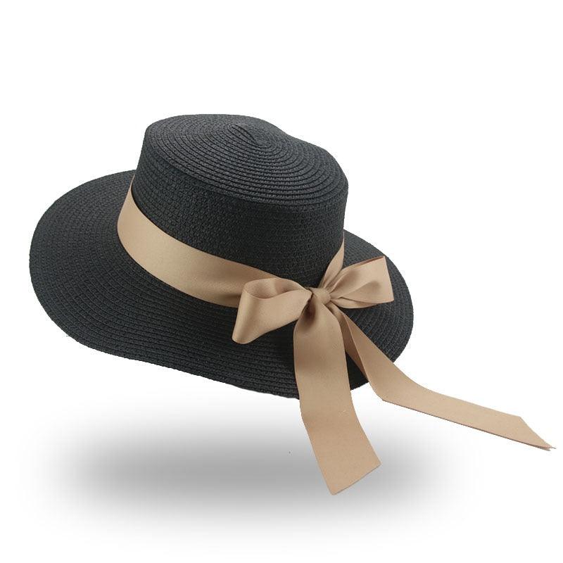 Sombrero de Paja Elegante para Mujeres en Verano con Lazo