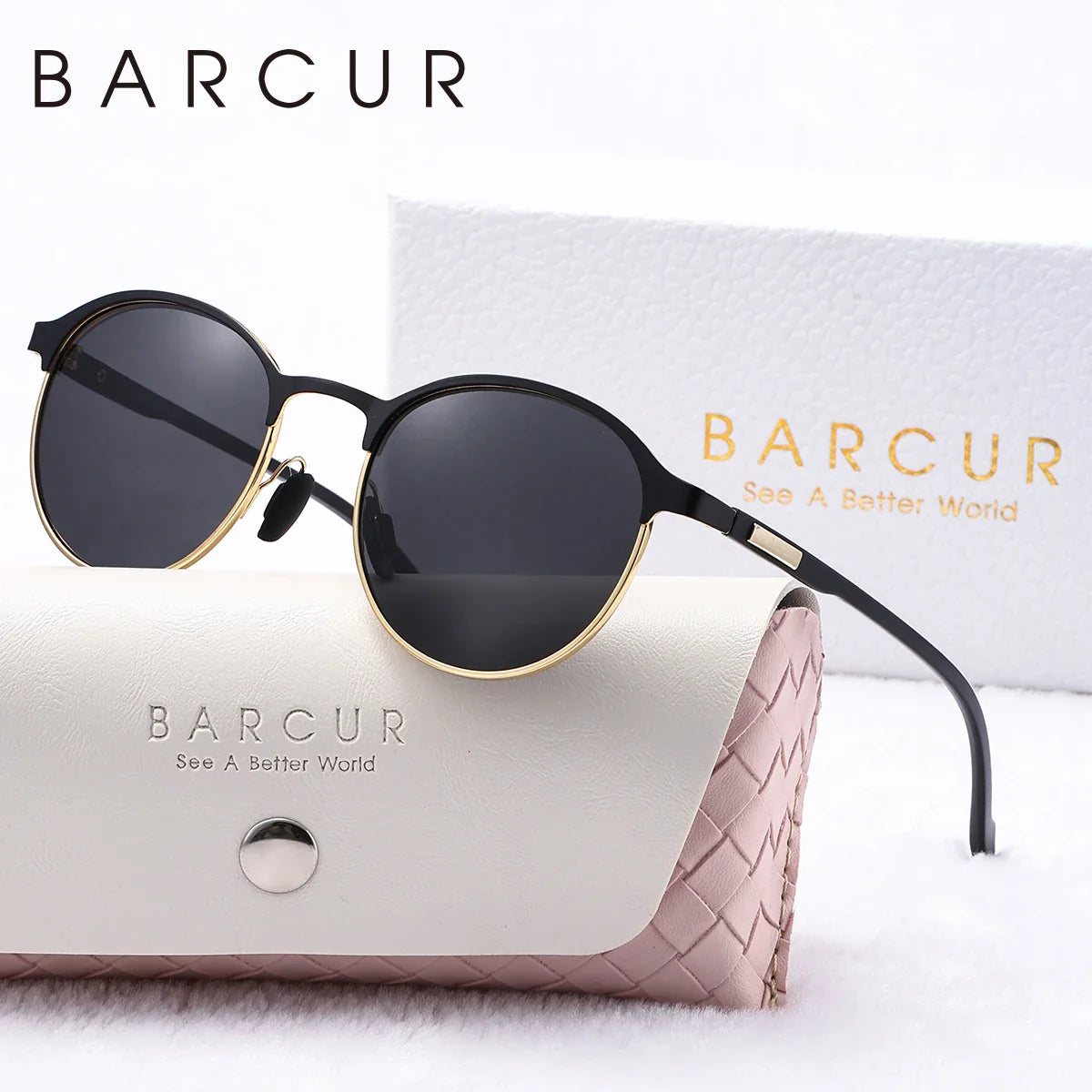 BARCUR Retro Polarized Women's Sunglasses - Elegant Black Frame