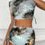 Ensemble de bikini halter 4 pièces à imprimé marbré