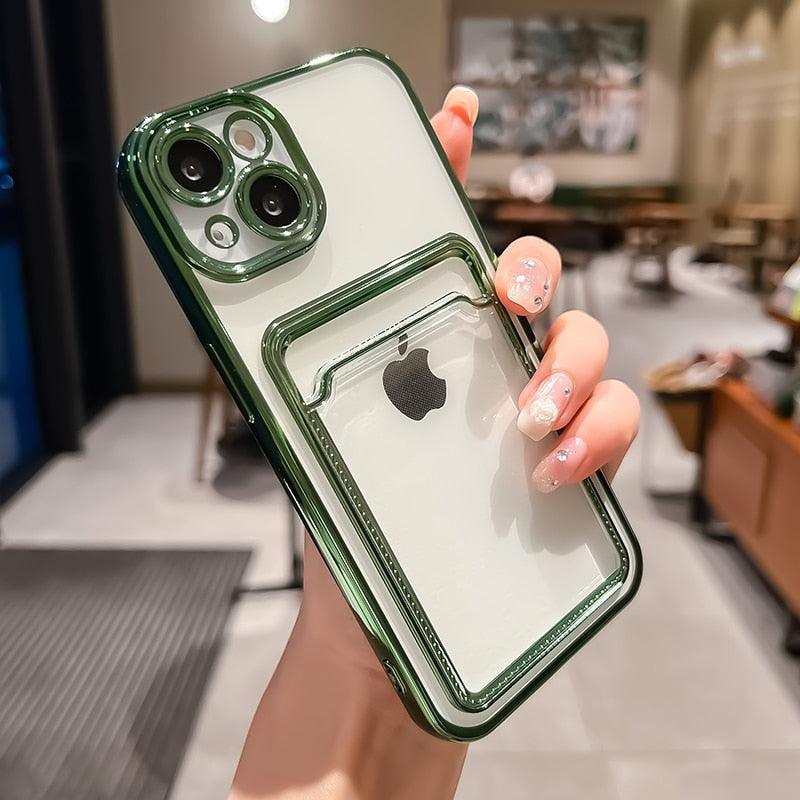 Coque de portefeuille transparente pour iPhone