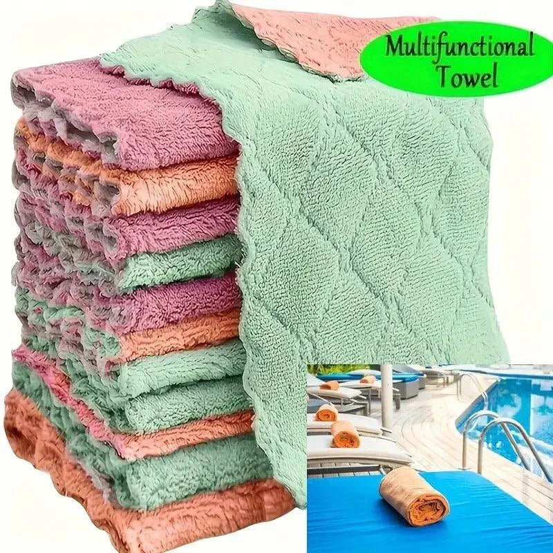 Juego de Toallas de Cocina de Microfibra Ultra Fina Gris Claro - 5/10/20 pcs