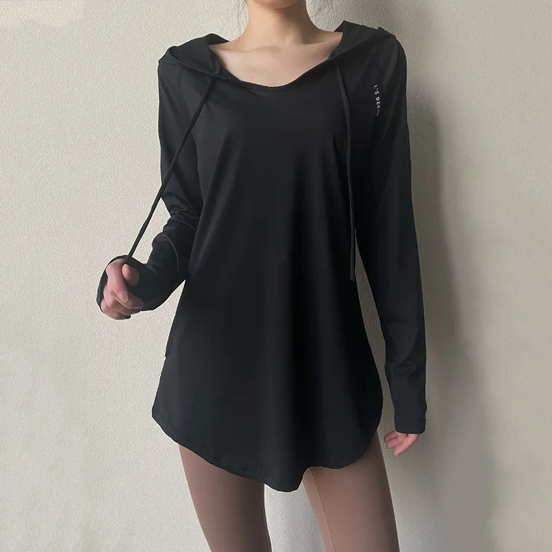 Camiseta con capucha para yoga y running AirFlow para mujer