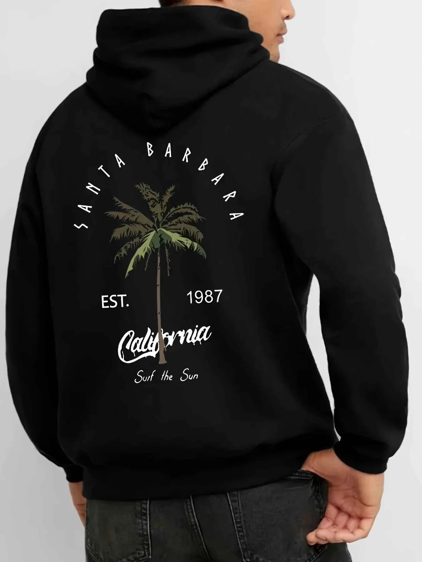 Sudadera con capucha estampada de palmeras tropicales