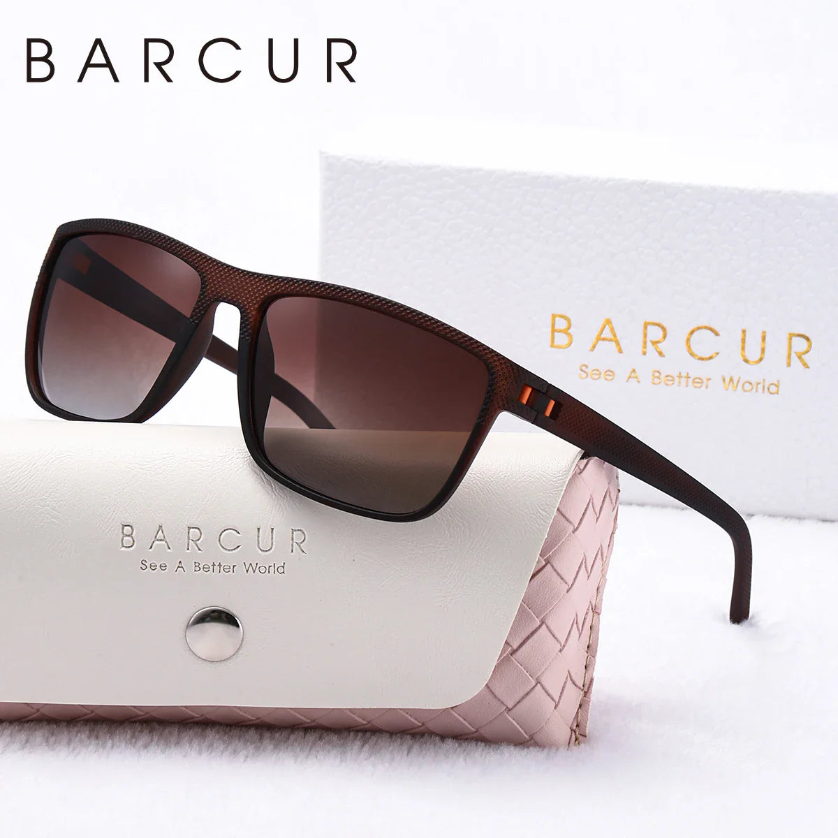 Lunettes de soleil polarisées blanches et roses tendance BARCUR pour femmes
