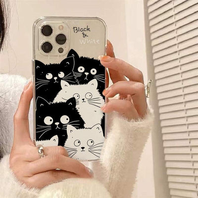 Cute Cat Transparent Phone Case for iPhone 11/12/13 Pro Max