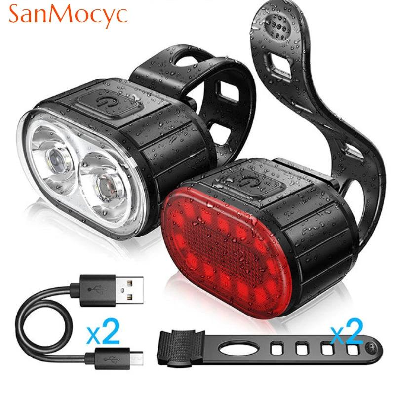 Kit de lumières de vélo rechargeable par USB - Éclairage avant et arrière
