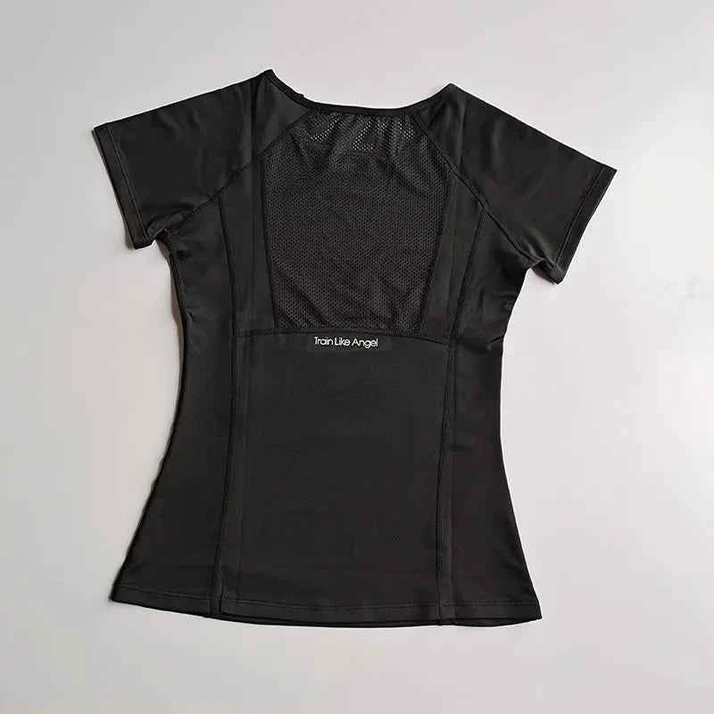 Camiseta de Yoga de Malla de Secado Rápido para Mujer