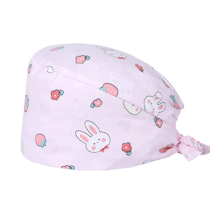 Gorros Quirúrgicos con Estampado de Osito para Cabello Largo