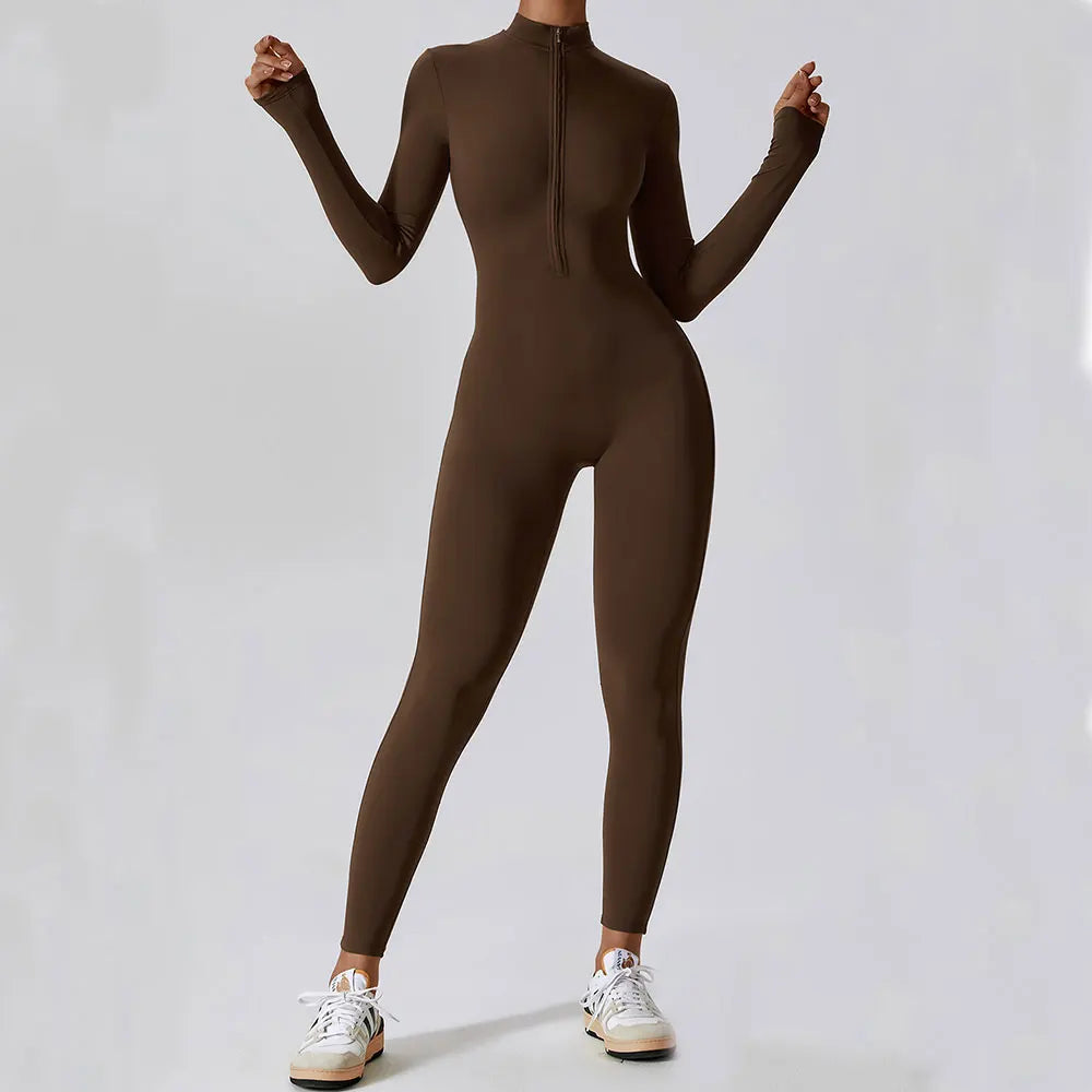 Premium Long Sleeved Yoga Jumpsuit with Zipper
